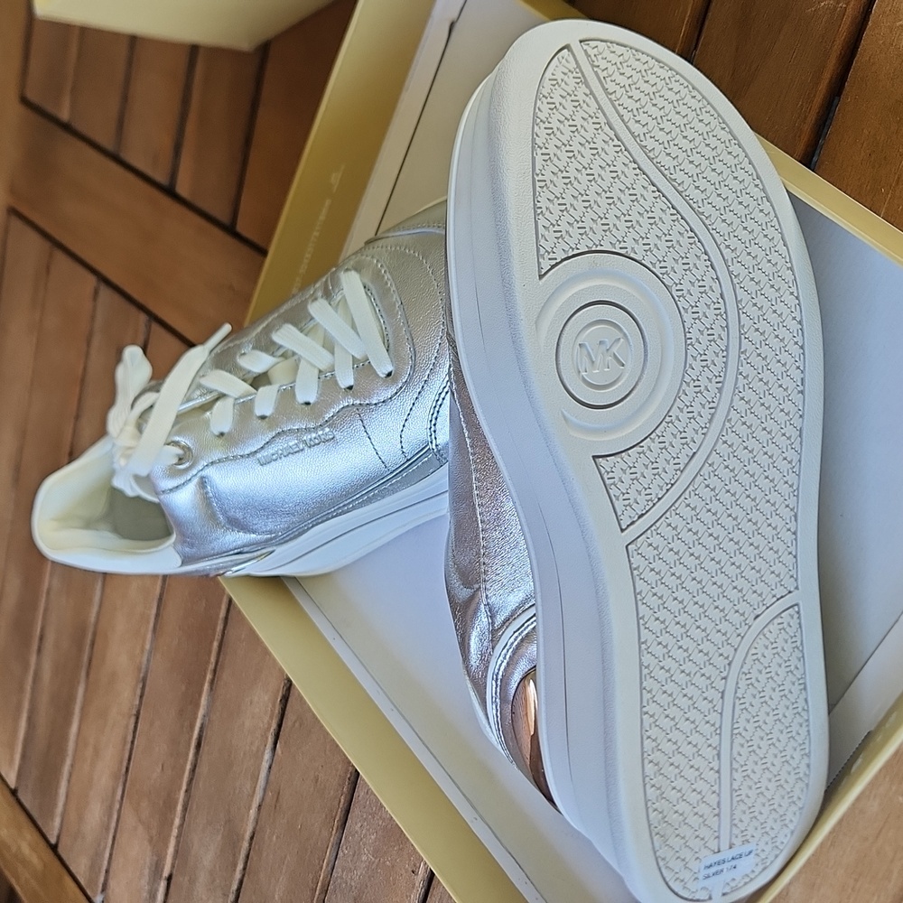 Michael Kors Metallic Silver Women's Sneakers - Picture 5 of 5